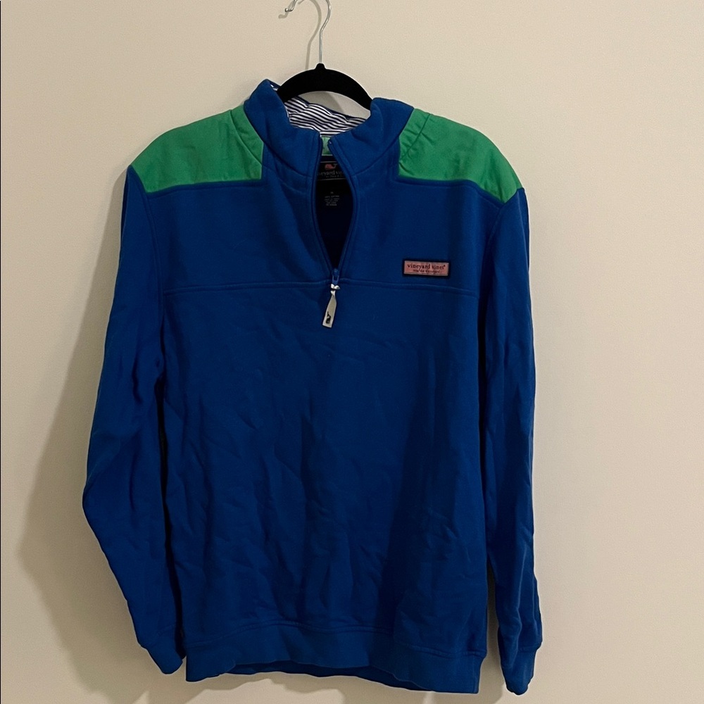Vineyard Vines Blue and Green Zip-Up Sweater